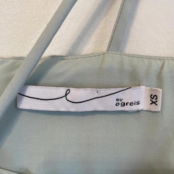 BY EGREIS sage green cold shoulder mini dress sz xs - Picture 3 of 4